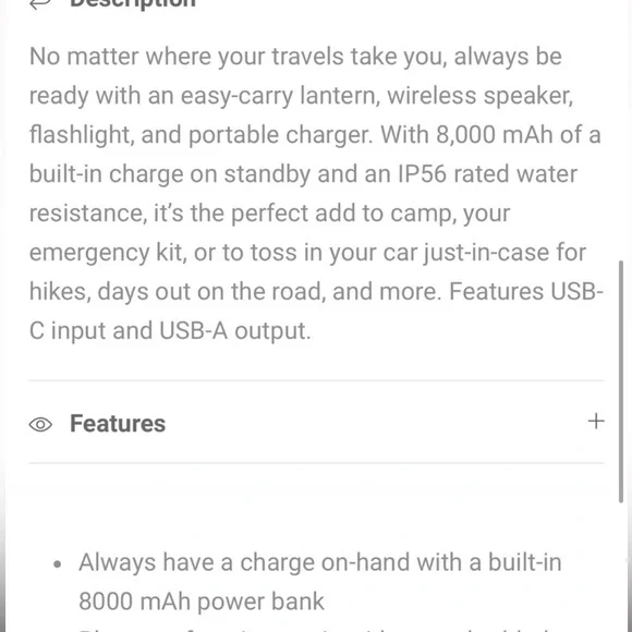 BRAND NEW!!!! Incipio Power Bank with Lantern, Flashlight, and Bluetooth Speaker